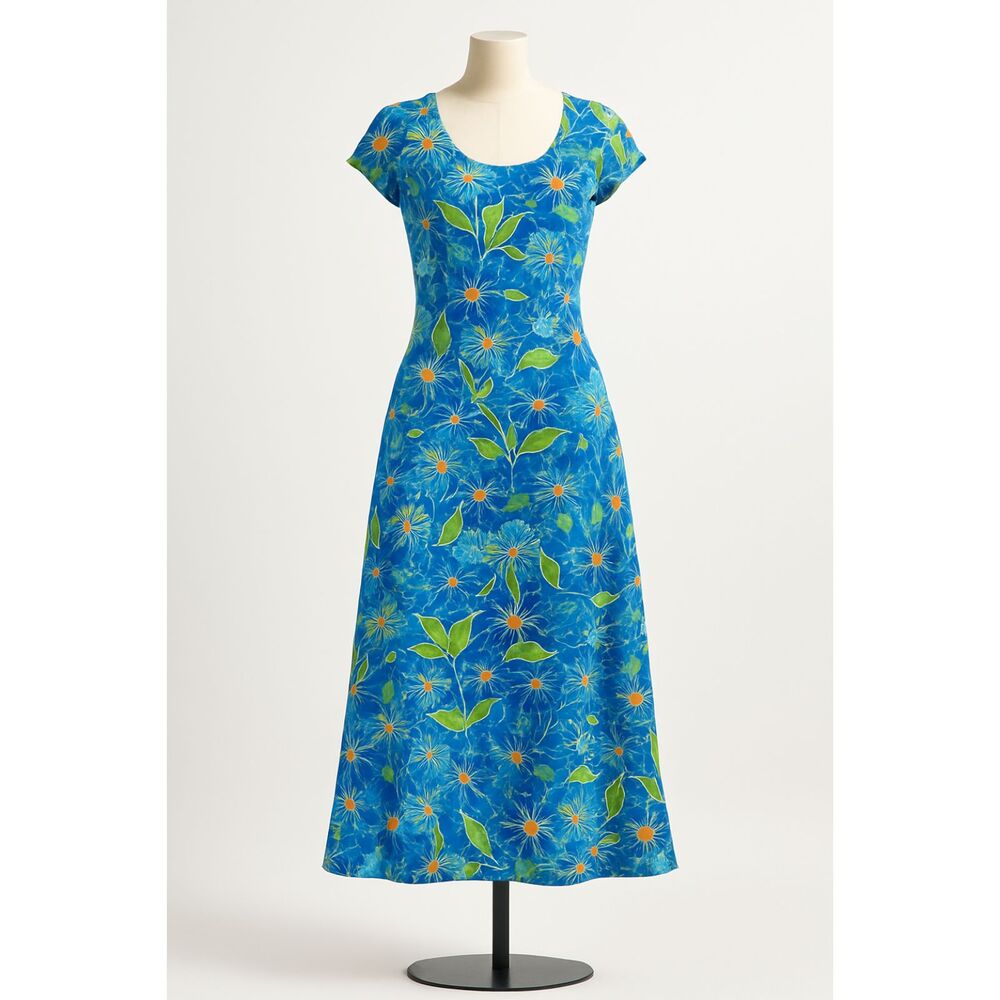 Jams World Vintage Floral Maxi Dress Tropical Hawaiian Size Large